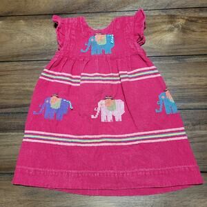 VINTAGE Monny's Infant Dress w/ Embroidered Elephants - Size 2 (18-24 Mo)
